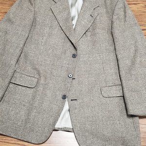 Men's sport coat Mark Shale 46L brown 100% wool houndstooth check new
